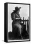 Cowgirl Portrait - Miss F G Kimberley Cutting an Apple-Lantern Press-Framed Stretched Canvas