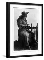 Cowgirl Portrait - Miss F G Kimberley Cutting an Apple-Lantern Press-Framed Art Print