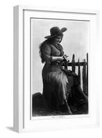 Cowgirl Portrait - Miss F G Kimberley Cutting an Apple-Lantern Press-Framed Art Print