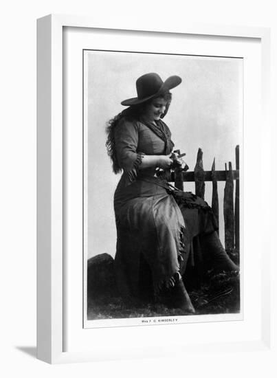 Cowgirl Portrait - Miss F G Kimberley Cutting an Apple-Lantern Press-Framed Art Print