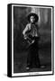 Cowgirl Portrait - Miss Rita Leggiero Holding a Knife-Lantern Press-Framed Stretched Canvas