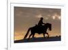 Cowgirl riding her horse in winter, Hideout Ranch, Shell, Wyoming.-Darrell Gulin-Framed Photographic Print