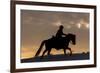 Cowgirl riding her horse in winter, Hideout Ranch, Shell, Wyoming.-Darrell Gulin-Framed Photographic Print