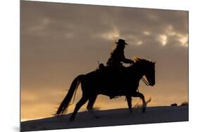 Cowgirl riding her horse in winter, Hideout Ranch, Shell, Wyoming.-Darrell Gulin-Mounted Photographic Print