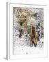 Cowgirl Riding in Autumn Aspens with a Fresh Snowfall-Terry Eggers-Framed Photographic Print