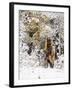 Cowgirl Riding in Autumn Aspens with a Fresh Snowfall-Terry Eggers-Framed Photographic Print