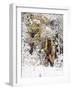 Cowgirl Riding in Autumn Aspens with a Fresh Snowfall-Terry Eggers-Framed Photographic Print