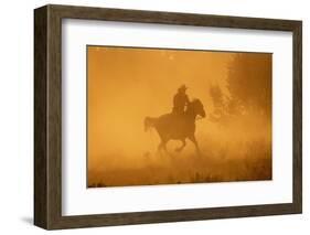 Cowgirl Riding in the Dust-DLILLC-Framed Photographic Print