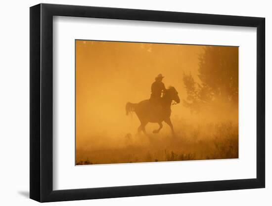 Cowgirl Riding in the Dust-DLILLC-Framed Photographic Print