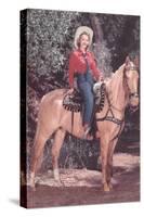 Cowgirl Riding Palomino-null-Stretched Canvas