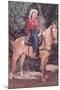 Cowgirl Riding Palomino-null-Mounted Art Print
