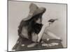 Cowgirl with Deck of Cards and Chips, Pointing a Pistol, 1912-null-Mounted Photo