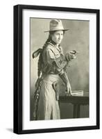 Cowgirl with Long Braid-null-Framed Art Print
