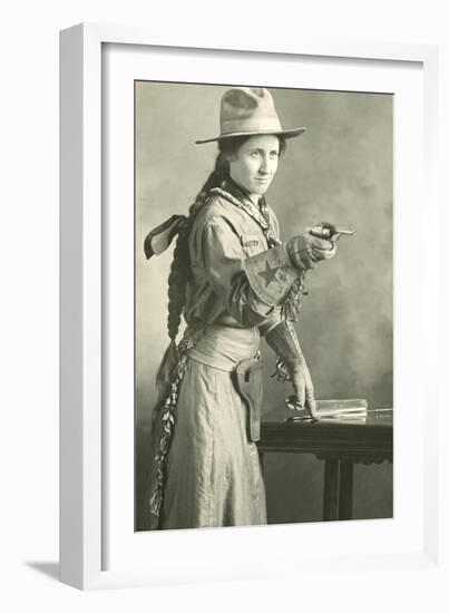 Cowgirl with Long Braid-null-Framed Art Print