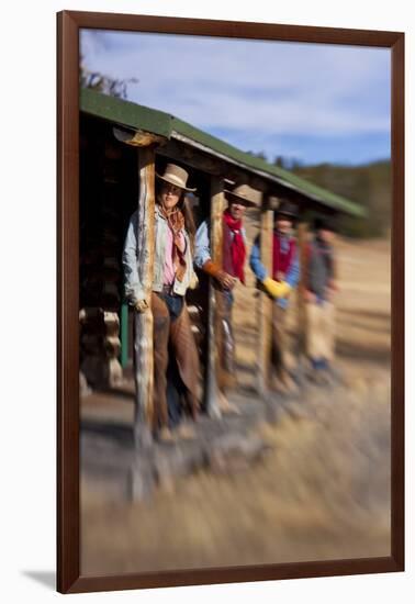 Cowgirls and Cowboys outside a Cabin-Terry Eggers-Framed Photographic Print