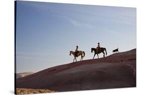 Cowgirls and Dogs along the Ridge of the Painted Hills-Terry Eggers-Stretched Canvas