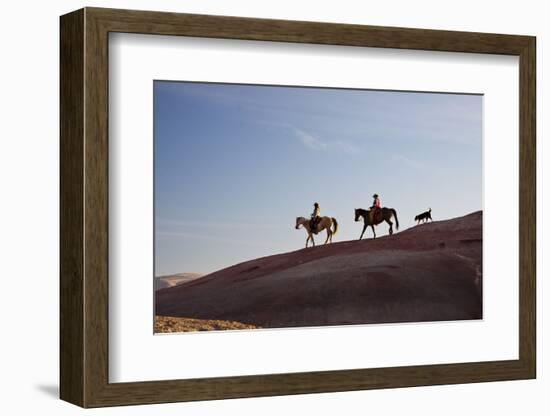 Cowgirls and Dogs along the Ridge of the Painted Hills-Terry Eggers-Framed Premium Photographic Print