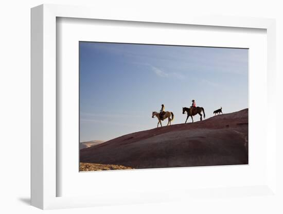 Cowgirls and Dogs along the Ridge of the Painted Hills-Terry Eggers-Framed Photographic Print