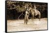 Cowgirls Roping-null-Framed Stretched Canvas