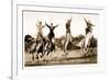 Cowgirls Standing on Horses-null-Framed Art Print