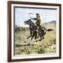 Cowhand Rounding Up Cattle Mixed in with the Horse Herd-null-Framed Giclee Print