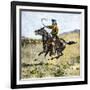 Cowhand Rounding Up Cattle Mixed in with the Horse Herd-null-Framed Giclee Print