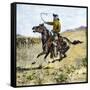 Cowhand Rounding Up Cattle Mixed in with the Horse Herd-null-Framed Stretched Canvas