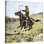 Cowhand Rounding Up Cattle Mixed in with the Horse Herd-null-Stretched Canvas