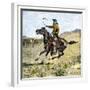 Cowhand Rounding Up Cattle Mixed in with the Horse Herd-null-Framed Giclee Print