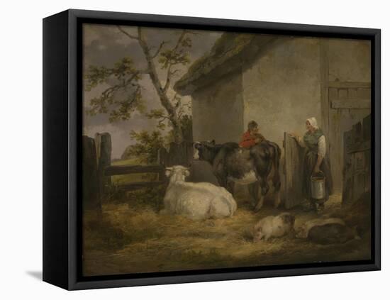 Cowherd and Milkmaid-George Morland-Framed Stretched Canvas