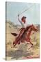 Cowpuncher on Horse with Lariat-null-Stretched Canvas
