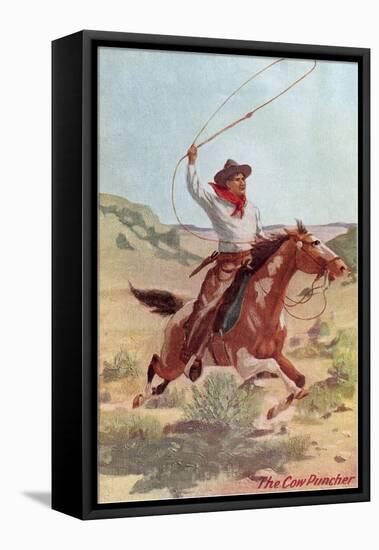 Cowpuncher on Horse with Lariat-null-Framed Stretched Canvas