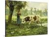 Cows at Pasture-Julien Dupre-Stretched Canvas