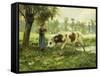 Cows at Pasture-Julien Dupre-Framed Stretched Canvas