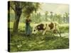 Cows at Pasture-Julien Dupre-Stretched Canvas