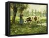 Cows at Pasture-Julien Dupre-Framed Stretched Canvas