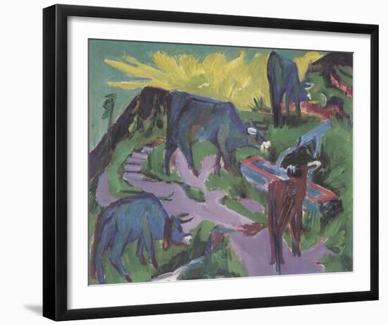 Cows at Sunset-Ernst Ludwig Kirchner-Framed Giclee Print