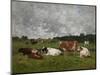 Cows at the Pasture-Eug?ne Boudin-Mounted Giclee Print