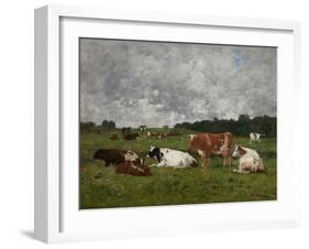 Cows at the Pasture-Eug?ne Boudin-Framed Giclee Print