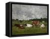 Cows at the Pasture-Eug?ne Boudin-Framed Stretched Canvas