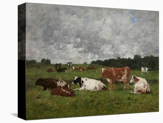 Cows at the Pasture-Eug?ne Boudin-Stretched Canvas