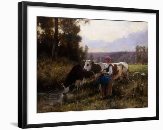 Cows at the Watering Hole; Les Vaches a l'Abreuvoir-Julien Dupre-Framed Giclee Print