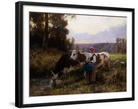 Cows at the Watering Hole; Les Vaches a l'Abreuvoir-Julien Dupre-Framed Giclee Print