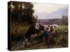 Cows at the Watering Hole-Julien Dupre-Stretched Canvas