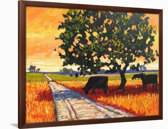 Cows Beside A Dirt Road-Patty Baker-Framed Art Print