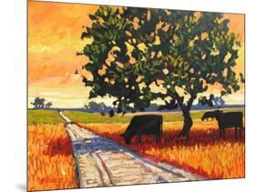 Cows Beside A Dirt Road-Patty Baker-Mounted Art Print