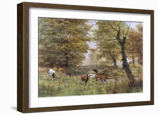 Cows By Bridge-Bill Makinson-Framed Giclee Print