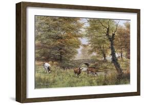 Cows By Bridge-Bill Makinson-Framed Giclee Print