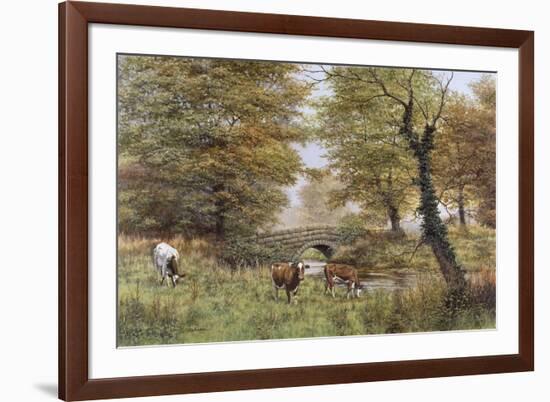 Cows By Bridge-Bill Makinson-Framed Giclee Print