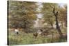 Cows By Bridge-Bill Makinson-Stretched Canvas